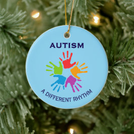 Autism A Different Rhythm Handprint Christmas Keramisch Ornament