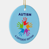 Autism A Different Rhythm Handprint Christmas Keramisch Ornament (Rechts)