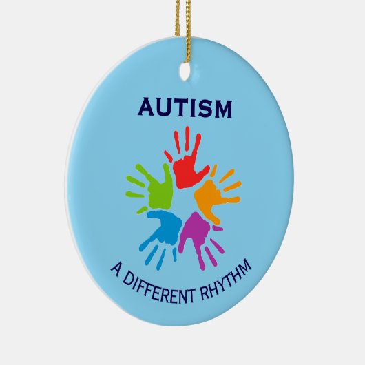 Autism A Different Rhythm Handprint Christmas Keramisch Ornament (Rechts)