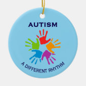 Autism A Different Rhythm Handprint Christmas Keramisch Ornament (Voorkant)