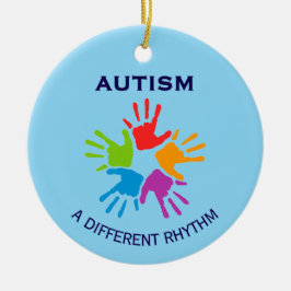 Autism A Different Rhythm Handprint Christmas Keramisch Ornament