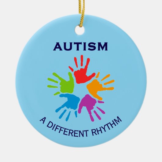 Autism A Different Rhythm Handprint Christmas Keramisch Ornament (Voorkant)