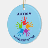 Autism A Different Rhythm Handprint Christmas Keramisch Ornament (Links)