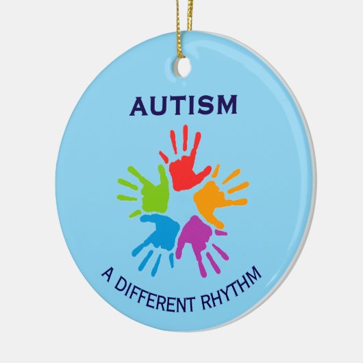 Autism A Different Rhythm Handprint Christmas Keramisch Ornament (Links)