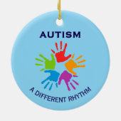 Autism A Different Rhythm Handprint Christmas Keramisch Ornament (Achterkant)
