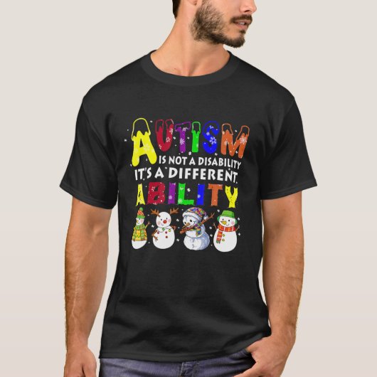 Autism Ability Cute Snowman Autism Family Love Kin T-shirt (Voorkant)
