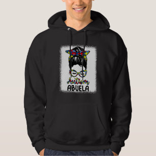Autism Abuela Messy Bun Bleaching Autism Awareness Hoodie