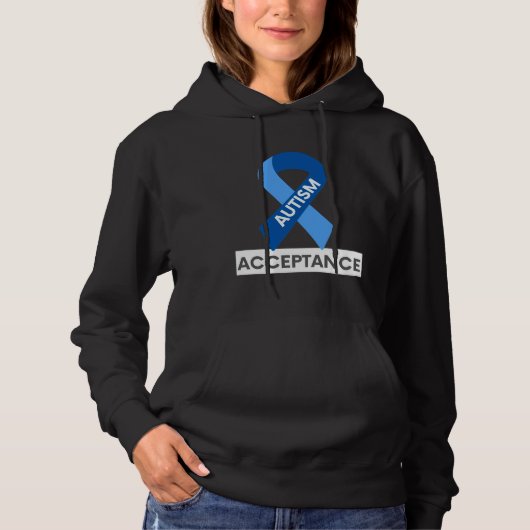 Autism Acceptance Blue Ribbon Hoodie (Voorkant)