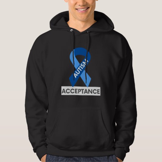 Autism Acceptance Blue Ribbon Hoodie (Voorkant)