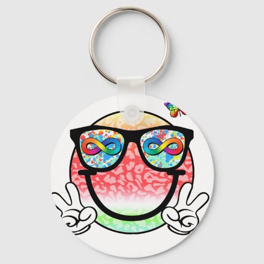 autism acceptance smiley (2 sleutelhanger (Voorkant)