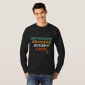 Autism Advocate Educate Accept Love T-shirt (Voorkant volledig)