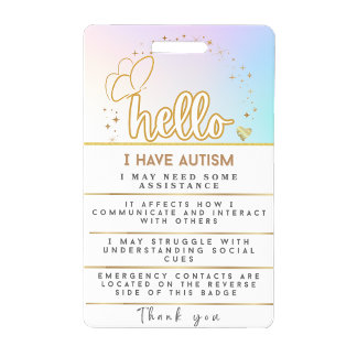 Autism Alert Autistic Contact Badge