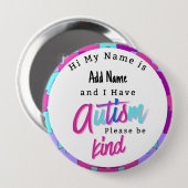 Autism Alert Im Autistic Pin id Badge Ronde Button 4,0 Cm (Voorkant /achterkant)