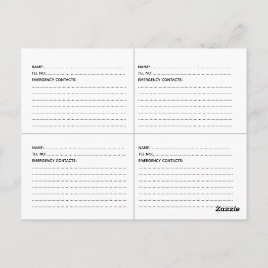  AUTISM ALERT Kaarten x 4 per kaart (Achterkant)