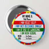 Autism Alert Non Verbal Autistic Pin badge Ronde Button 4,0 Cm (Voorkant /achterkant)