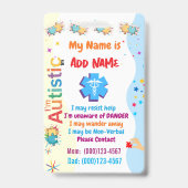 Autism Alert Nonverbal Autistic Contact Badge (Voorkant)