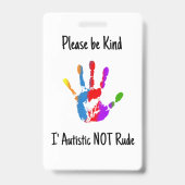 Autism Alert Nonverbal Autistic Contact Badge (Back)