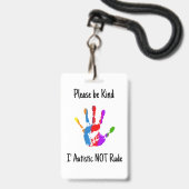 Autism Alert Nonverbal Autistic Contact Badge (Back with Lanyard)