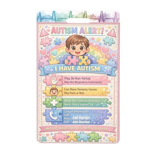 Autism Alert Nonverbal Autistic Contact Badge