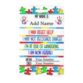 Autism Alert Nonverbal Autistic Contact Badge