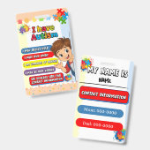 Autism Alert Nonverbal Autistic Contact  Badge (Voor- en achterkant)