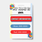 Autism Alert Nonverbal Autistic Contact  Badge (Achterkant)