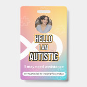 Autism Alert Photo ID Alert Badge (Voorkant)