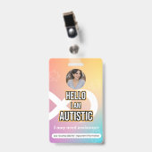Autism Alert Photo ID Alert Badge (Voorkant met clip)