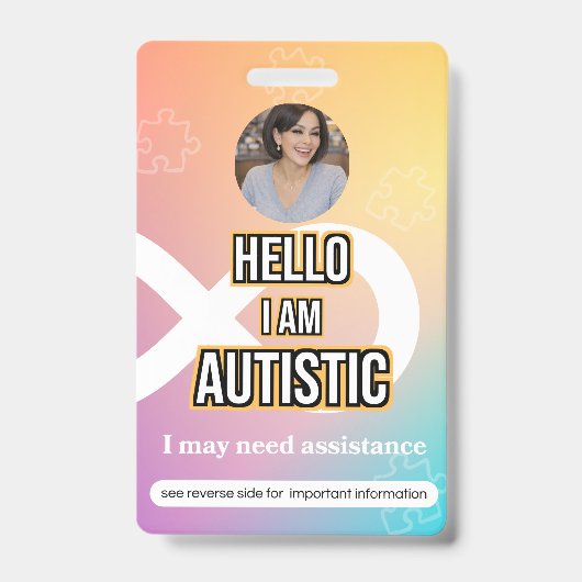 Autism Alert Photo ID Alert Badge (Voorkant)