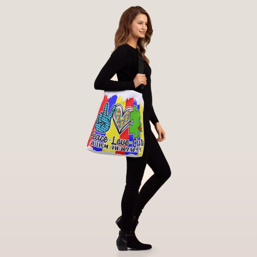 Autism - All-Over-Print Cross Body Bag, Groot Crossbody Tas (Op model)
