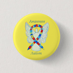 Autism Angel Puzzle Awareness Ribbon Pins Ronde Button 3,2 Cm