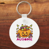 Autism ASD Awareness Halloween Non-Verbal Trick of Sleutelhanger (Voorkant)