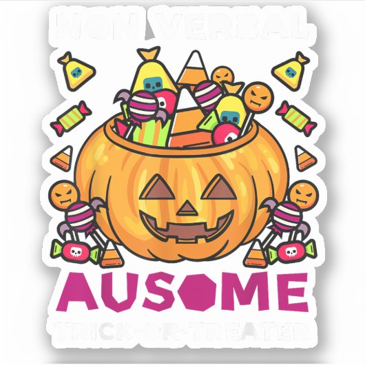 Autism ASD Awareness Halloween Non-Verbal Trick of Sticker (Voorkant)