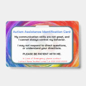 Autism Assistance Identification Card Badge (Achterkant)