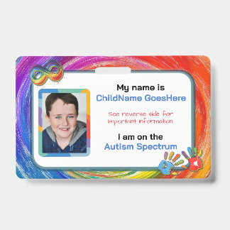 Autism Assistance Identification Card Badge