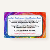 Autism Assistance Identification Card Badge (Achterkant)