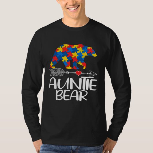 Autism Auntie Bear Autistic Support Autism Awarene T-shirt (Voorkant)