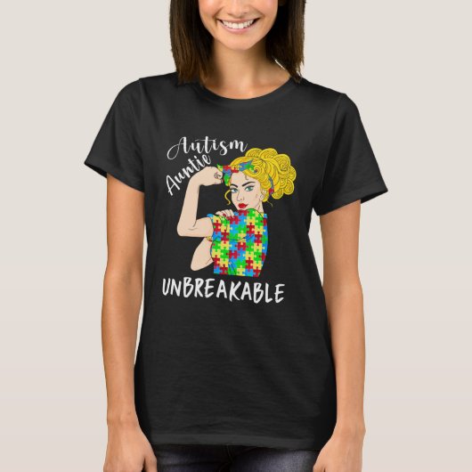 Autism Auntie Unbreakable Woman Strong Accept Unde T-shirt (Voorkant)