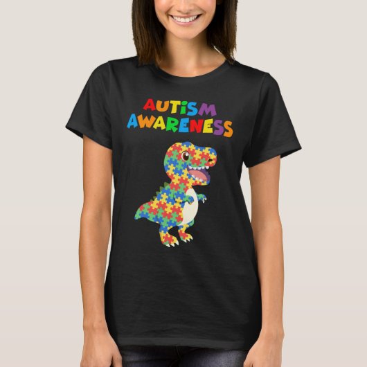 Autism Awareness 2023 Cute Rex Dinosaur Puzzle Kid T-shirt (Voorkant)
