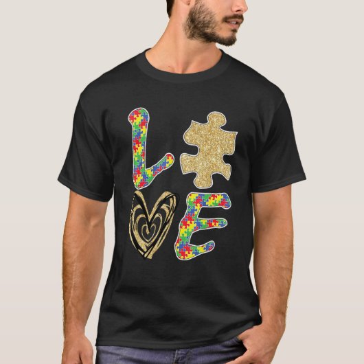 Autism Awareness 2023 Love and Cute Puzzle Piece D T-shirt (Voorkant)