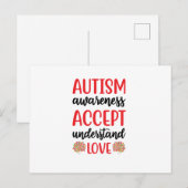 Autism Awareness Accept Understand Love (2) Uitnodiging Briefkaart (Voorkant / Achterkant)