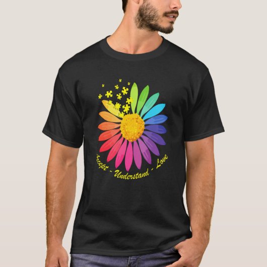 Autism Awareness Accept Understand Love ASD Rainbo T-shirt (Voorkant)