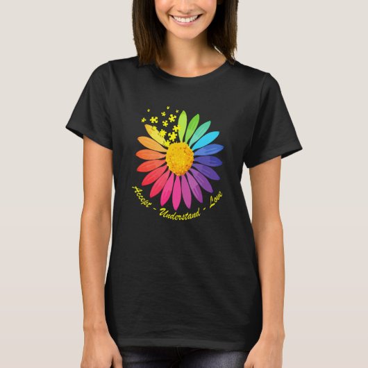 Autism Awareness Accept Understand Love ASD Rainbo T-shirt (Voorkant)