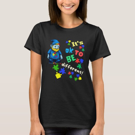 Autism Awareness Acceptance Gnome Its Ok To Be Dif T-shirt (Voorkant)
