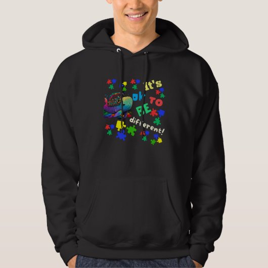 Autism Awareness Acceptance Whale Its Ok To Be Dif Hoodie (Voorkant)