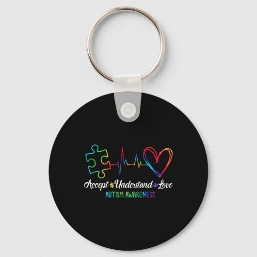 Autism Awareness Accepteren Begrip van Love Autism Sleutelhanger (Voorkant)