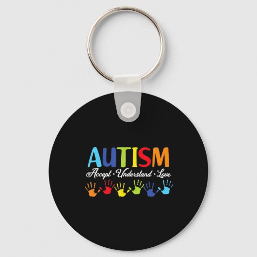 Autism Awareness Accepteren Begrip van Love Autism Sleutelhanger (Voorkant)