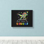 Autism Awareness Accepteren Begrip van Love Dinosa Canvas Afdruk (Insitu (Houten vloer))