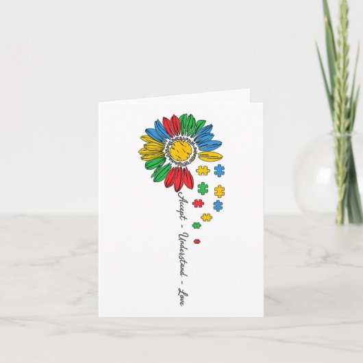 Autism Awareness Accepteren Begrip van Love Sunflo Kaart (Voorkant)