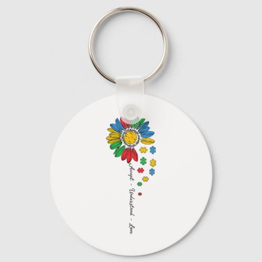 Autism Awareness Accepteren Begrip van Love Sunflo Sleutelhanger (Voorkant)